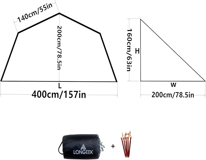 Longeek 2-4 Person Camping Tent 4 Seasons Backpacking Ultralight Easy Up Hot Teepee