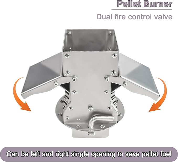 Outdoor Camping Stove Accessory Pellet Bin with Burner for Tent Stove(Silver)