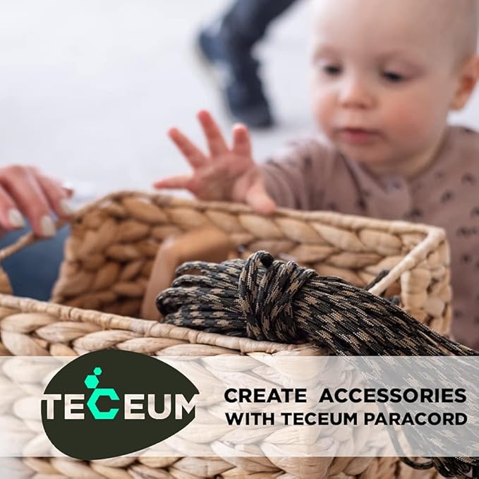 TECEUM 5/32" Paracord Rope 1000 – 1000ft / 200ft / 100ft / 50ft – Tactical Parachute Cord 4mm – 45+ Colors – Nylon String for Survival & Camping Gear – Stripe Cord for Survival – Utility Rope