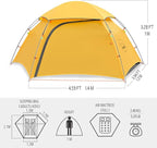 KAZOO Waterproof Backpacking Tent Ultralight 1/2 Person Lightweight Camping Tents 1/2 People Hiking Tents Aluminum Frame Double Layer