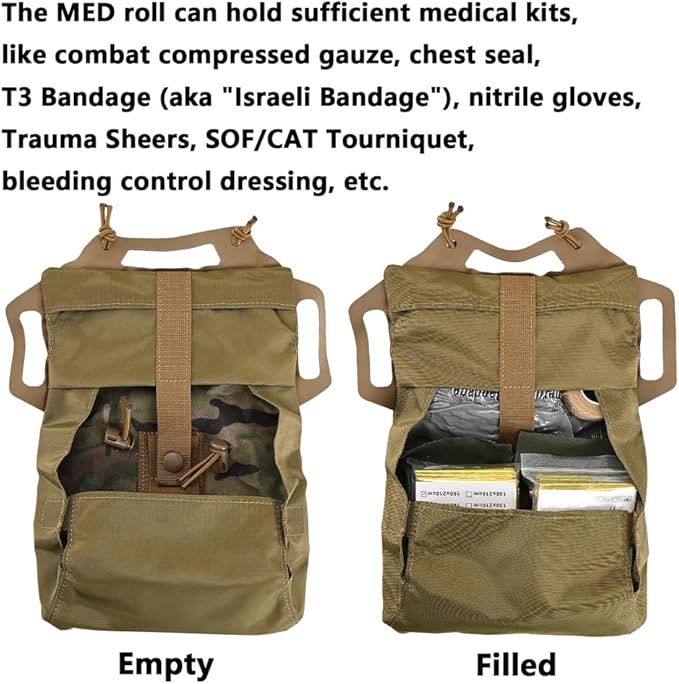SABADO Rapid/Quick Deploy First Aid Kit Pack Tactical IFAK Pouch Two-Piece System Med Roll Carrier Hypalon Handle Outdoor Sport Hunting Bag