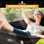 Covacure Camping Hammock - Lightweight Double Hammock, Hold Up to 772lbs, Portable Hammocks for Indoor, Outdoor, Hiking, Camping, Backpacking, Travel, Backyard, Beach(Black)