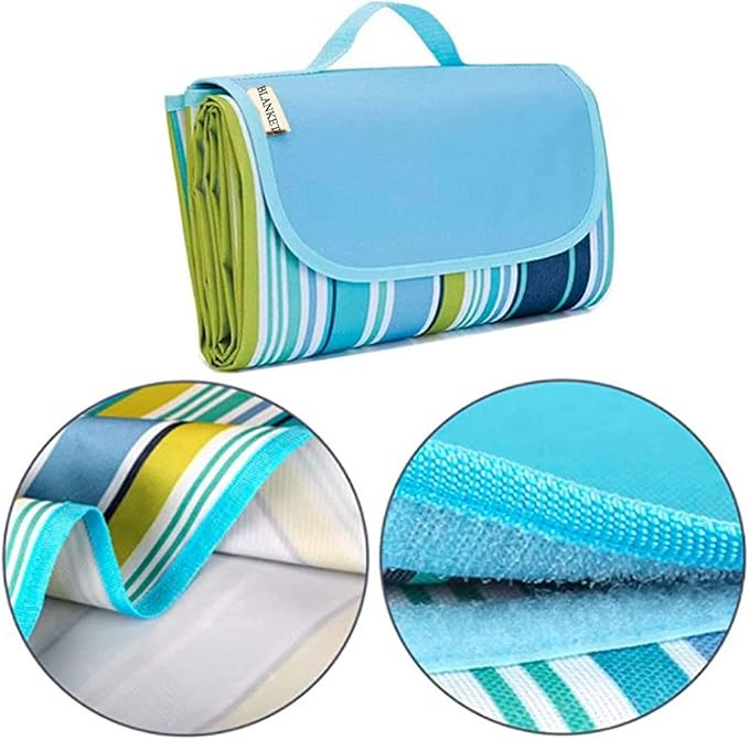 K Y KANGYUN Extra Large Picnic Blanket Outdoor Beach Blankets, Water-Resistant Foldable Sandproof Blankets Cute Picnic Mat for Beach, Camping Grass Lawn Park Mats (Blue, 80x60 in)