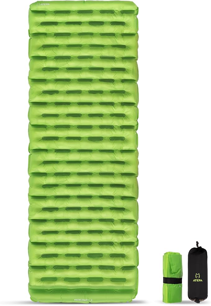 ATEPA ThermAir Backpacking Sleeping Pad, 6 R-Value Insulated Ultralight Inflatable Sleeping Pad Folding Camping Mattress with 7 Layers & Storage Bag for Camping Backpacking, Wide Long Size (72"x25")