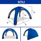 SOLI Inflatable Shade Air Canopy - Quick Self-Inflating Sun Shelter with Air Pump, UPF 50+ Sun Protection, Travel-Friendly, Stable Anchors for Beach, Camping & Backyard Use (Ultra Marine Blue) - 10 ft