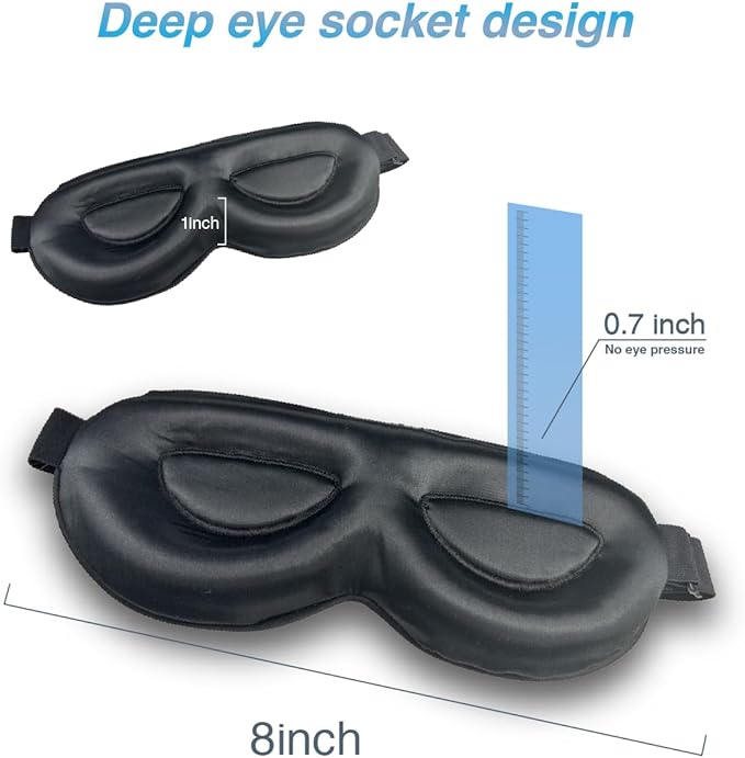 PROMEED Adjustable 23 Momme Mulberry Silk Sleep Mask, 3D Contoured No-Pressure Cup Eye Mask for Sleeping, Super Soft Breathable Blindfold, Perfect Blocks Light for Sleeping (Dusk)