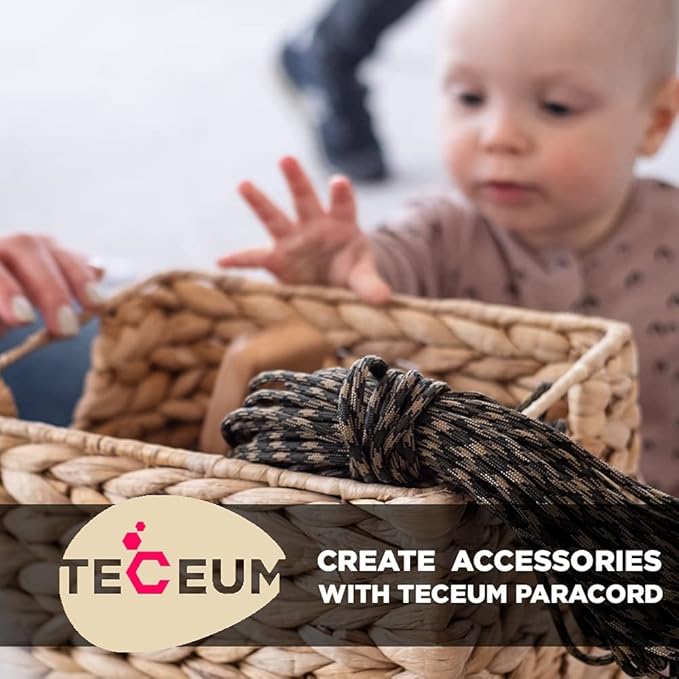 TECEUM 5/32" Paracord Rope 1000 – 1000ft / 200ft / 100ft / 50ft – Tactical Parachute Cord 4mm – 45+ Colors – Nylon String for Survival & Camping Gear – Stripe Cord for Survival – Utility Rope