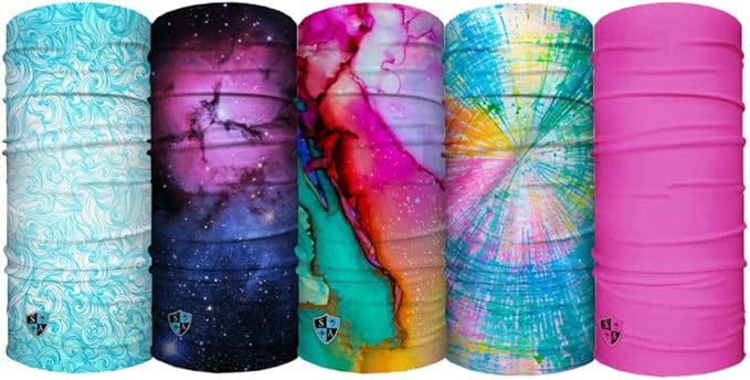 S A Company 5-Pack UV Face Shield | UV 30+ Multipurpose Neck Gaiter Balaclava for Adults