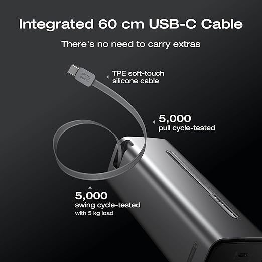 EF ECOFLOW Rapid Pro Power Bank (27650mAh, 300W, 140W Built-in Cable), 4-Port Portable Charger w/ 140W Output, Up to 320W Recharge, Compatible with iPhone Series, Samsung, Laptop and More