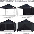 MASTERCANOPY Heavy Duty Pop-up Canopy Tent with Sidewalls (10x10,Black)
