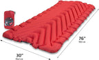 Klymit Insulated Static V Luxe Inflatable Sleeping Pad for Camping, Lightweight Hiking and Backpacking Air Bed For Cold Weather,Red