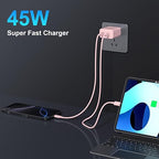 iPhone 17 16 15 Charger Fast Charging, 45W Dual USB C Android Phone Charger Block with 6FT Long Type C Cable Cord for Apple iPhone 17/Pro/Pro Max/Air/16/15 Plus/iPad/S26 Ultra/S25/S24/S23/S22(Pink)