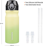 BJPKPK Insulated Water Bottle 18oz Stainless Steel Water Bottles With Straw And Carry Handle Double Wall Metal Thermo,Lime
