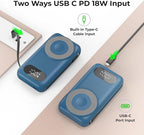 Magnetic Portable Charger 26800mAh for iPhone 16/15/14/13/12 with Built-in Cables，6-in-1 Wireless Power Bank with iWatch Charger and Compatible with Samsung, Android Phones, AirPods(Blue)