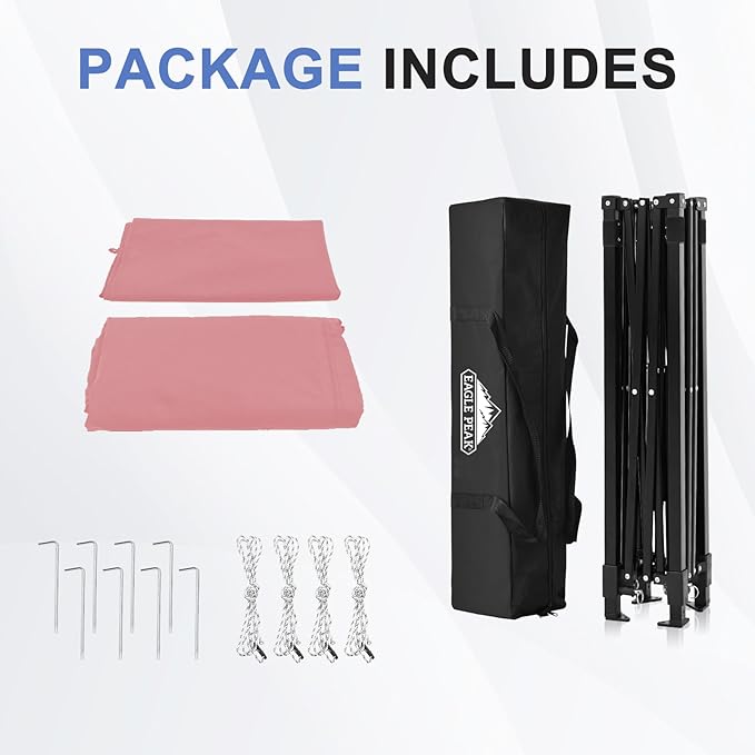 EAGLE PEAK Flex Ultra Compact 5x5 Pop-up Canopy, Sun Shelter, Changing Room, Portable Privacy Tent for Pool, Fashion Photoshoots, or Camping, Pink