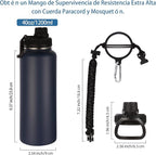 Volhoply Insulated Water Bottles Bulk 8 Pack, 40 oz Stainless Steel Sports Bottle with Paracord Handle & Spout Lid, Double Walled Travel Water Cups with Wide Mouth, Reusable Water jug(Navy,8 Set)