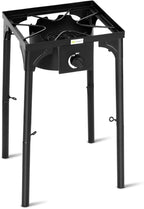 GYMAX Camping Stove, Single Burner Propane Camp Stove w/Adjustable Legs, 100,000-BTU Output, 20 PSI Regulator & CSA Certification, 30’’ Outdoor Stove, High Pressure Propane Burner for BBQ (1 Burner)