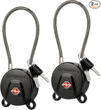 FORGE TSA Approved Luggage Locks Keyed Alike, TSA006 Dimple Key Travel Lock with Zinc Alloy Metal Body, Secure Cable Lock for Suitcase, Backpack, Luggage & Toolbox, Black 2 Pack.