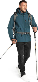 Outdoor Ventures Men's Lightweight Softshell Jacket Fleece Lined Hooded Water Resistant Winter Hiking Windbreaker Jackets