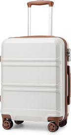 Kono 20'' Carry on Luggage Lightweight with Spinner Wheel TSA Lock Hardside Luggage Small Carry on Suitcase Cream White