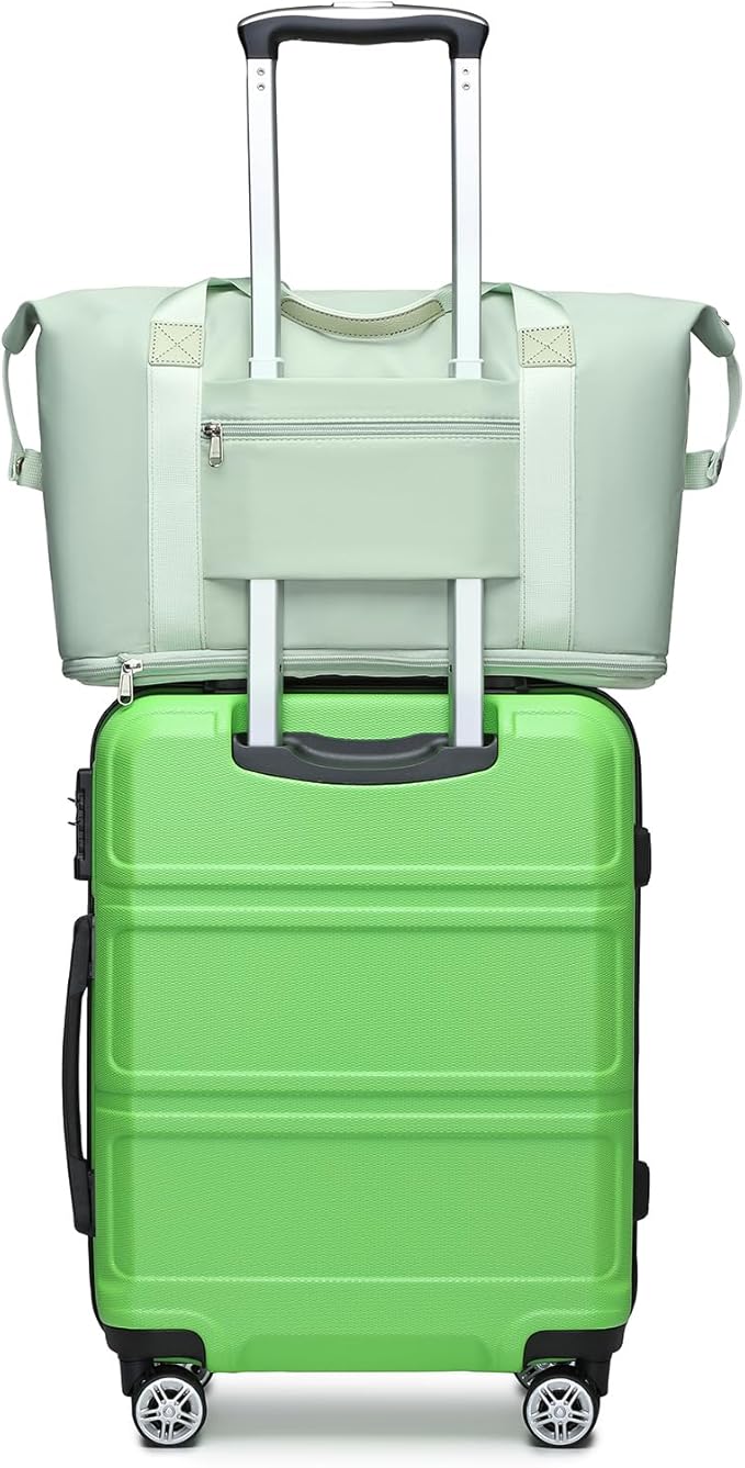 Kono Luggage Set 4 Piece Carry On Hardside Luggage with TSA Lock Spinner Wheels Carry On Suitcase Apple Green