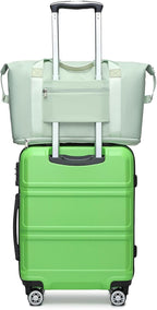 Kono Luggage Set 4 Piece Carry On Hardside Luggage with TSA Lock Spinner Wheels Carry On Suitcase Apple Green