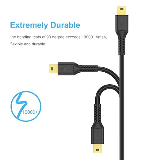 ULIFTUS 10FT Mini USB Cable, Standard USB 2.0 to USB Mini B Charging Cord Durable PS3 Controller Cable Compatible with MP3 Player, Camera, Dash Cam, Hero 3+(Black)