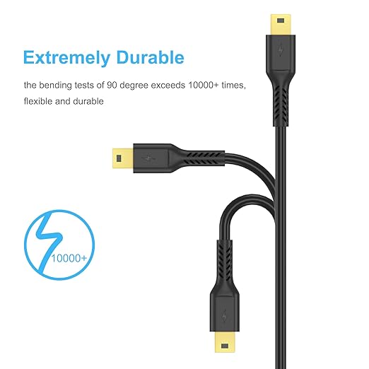 3ft Mini USB Cable, Standard USB 2.0 to Mini B Male Charger Cord Durable USB Mini to USB Charging Cable Compatible with PS3 Controller, MP3 Player, Camera, Dash Cam, Garmin GPS, Hero 3+(Black)