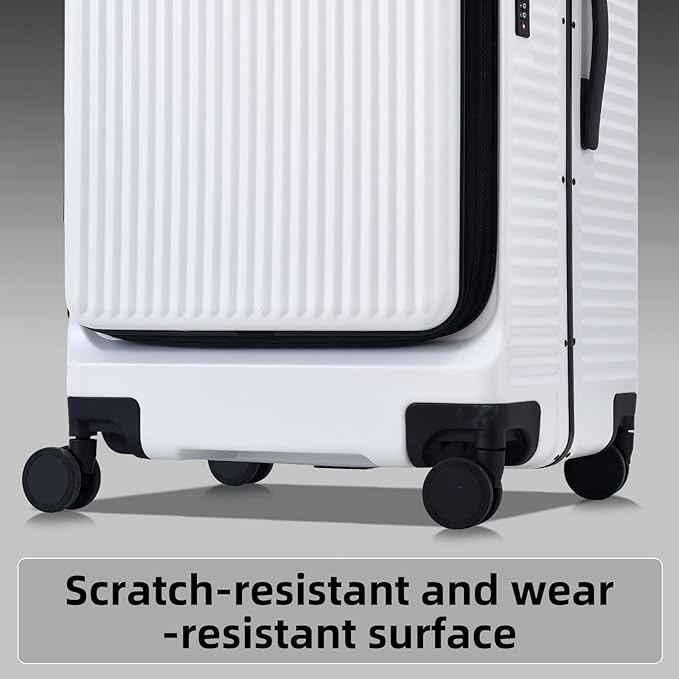 2 pieces 20/29 Aluminum Frame Carry On and Checked Luggage Set with Side Opening, Lightweight Hardshell ABS+PC Trunk Suitcase with TSA Lock, 360° Universal Wheels & Adjustable Handle, White