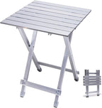 SUNNYFEEL Folding Camping Table - Lightweight Aluminum Portable Picnic Table, 18.5x18.5x24.5 Inch for Cooking, Beach, Hiking, Travel, Fishing, BBQ, Indoor Outdoor Small Foldable Camp Tables