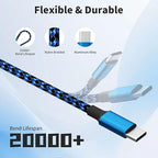 USB C Splitter Cables, Nylon Braided Multi Charging Cable, USB A to USB C Cable with 3 Type C Compatible with iPhone 16/15 Series, iPad Pro,‌ Galaxy S Series with Most Phones and More (2Pack 5FT)