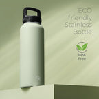 SipX™ Triple-Insulated Stainless Steel Water Bottle 40oz. With 3 Lids, BPA-Free Reusable Insulated Water Bottle Keeps Cold 24 Hours, Metal Water Bottle Made Of Sustainable Material For Hiking & Biking