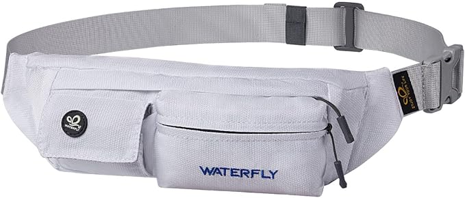 WATERFLY Fanny Pack Slim Soft Polyester Water Resistant Waist Bag Pack for Man Women Carrying iPhone 8 Samsung S6 (White)