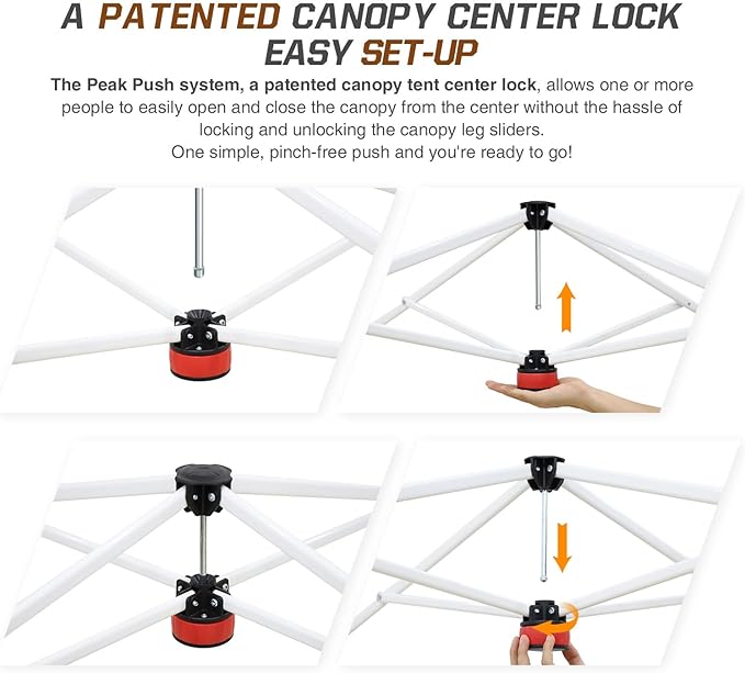 EAGLE PEAK 8x8 Slant Leg Pop-up Canopy Tent Easy One Person Setup Instant Outdoor Beach Canopy Folding Portable Sports Shelter 8x8 Base 6x6 Top (Red)
