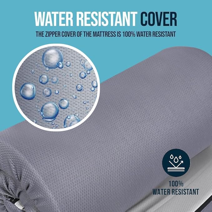 Foamma 3" x 38" x 75" Memory Foam Roll-Up Camping Mattress with Water Resistant Zipper Cover, Foldable and Portable for Camping, RV Bunk, Tent, Guest Bed, Outdoor and Dorm, CertiPUR-US Certified Foam