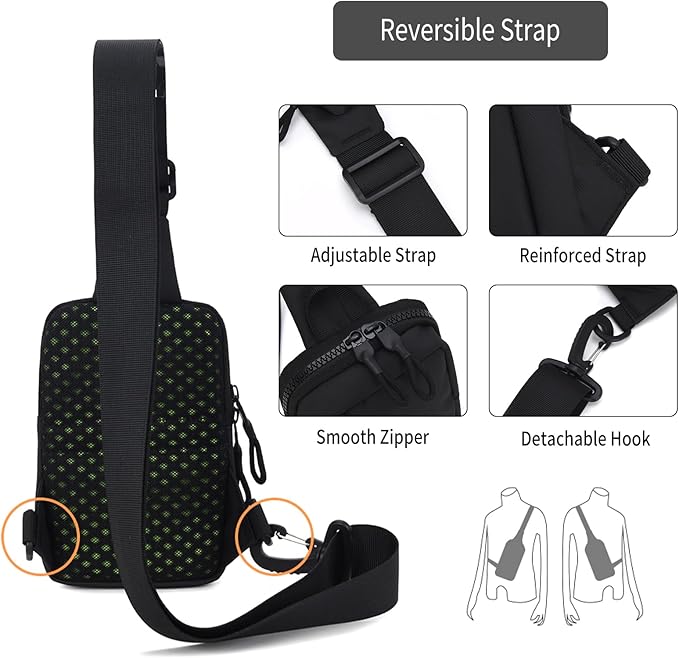 Peicees Small Crossbody Bag for Men Women Mini Sling Bag Travel Running Phone Daypack Cross Body Shoulder Bags, 2 Sizes, Small Black