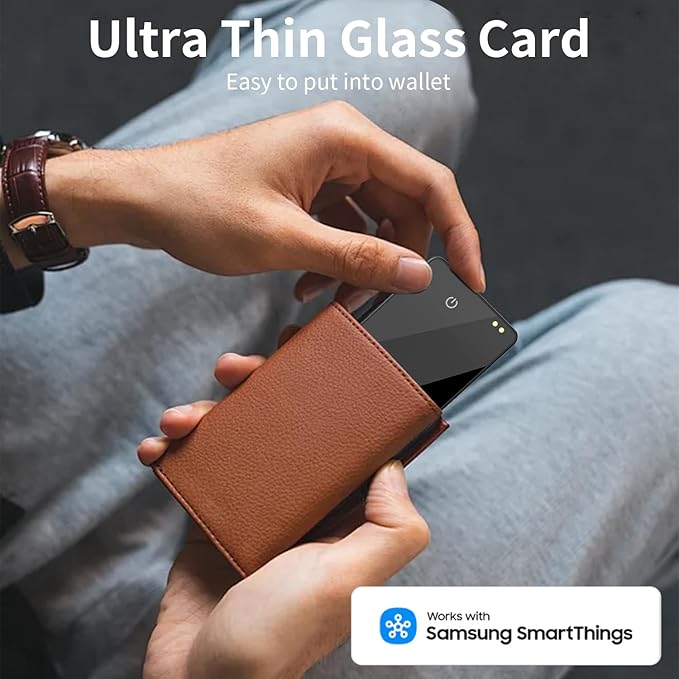 Wallet Tracker Card (Samsung Only),Rechargeable Bluetooth Smart Wallet Tracker,0.08in Ultra-Thin Glass Samsung Tracker Tags for Wallets,Passports & Luggage,IP67 Waterproof (2 Pack)