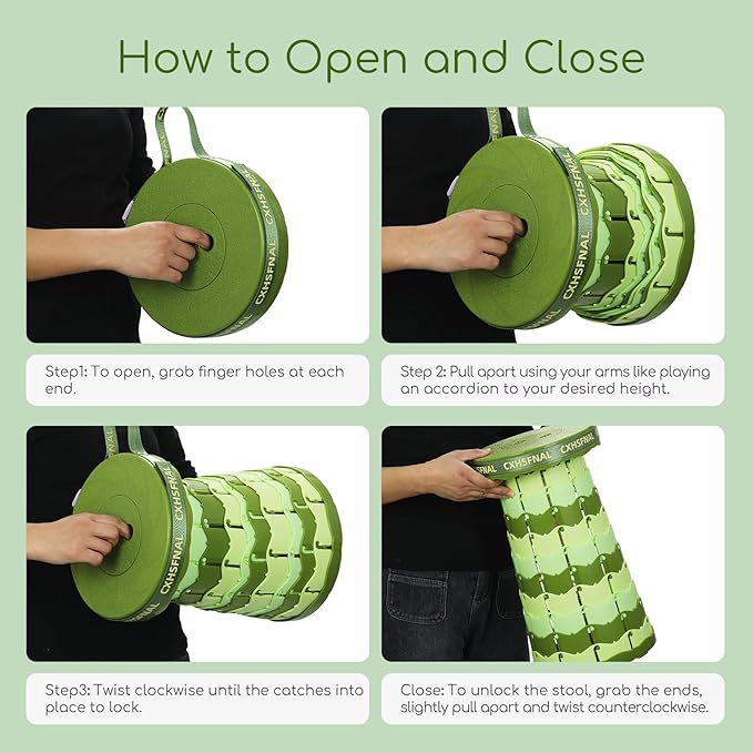 Upgraded 2 Pack Portable Collapsible Stool,Folding Camp Stool for Adults,Lightweight Sturdy 400lbs Load Capacity Retractable for Fishing Hiking Camping Gardening Hunting BBQ (Gradient Green)