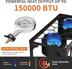 SKOK 2 Burner Propane Stove - Portable Camping Stove with 150,000BTU High Efficiency Propane Burner, Outdoor Stove for Camping, Backyard, Picnic