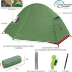 KAZOO Waterproof Backpacking Tent Ultralight 1/2 Person Lightweight Camping Tents 1/2 People Hiking Tents Aluminum Frame Double Layer