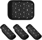 White Moons Stars Black Suitcase Handle Wraps with Writable Luggage Tags, 5.9 x 4.3 Inches Durable Polyester 4 Pack Luggage Handle Wraps for Backpack Strap Pads