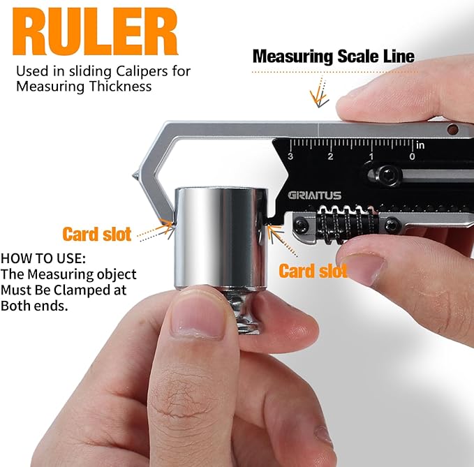 Small Multitool Wrench 9 in 1 Pocket Adjustable Wrench for Screw with Mini Pry Bar Nail Puller Keychain Tool Caliper Measuring Ruler Glass Breaker EDC Gadget Survival Gear for Men Cycling Hiking