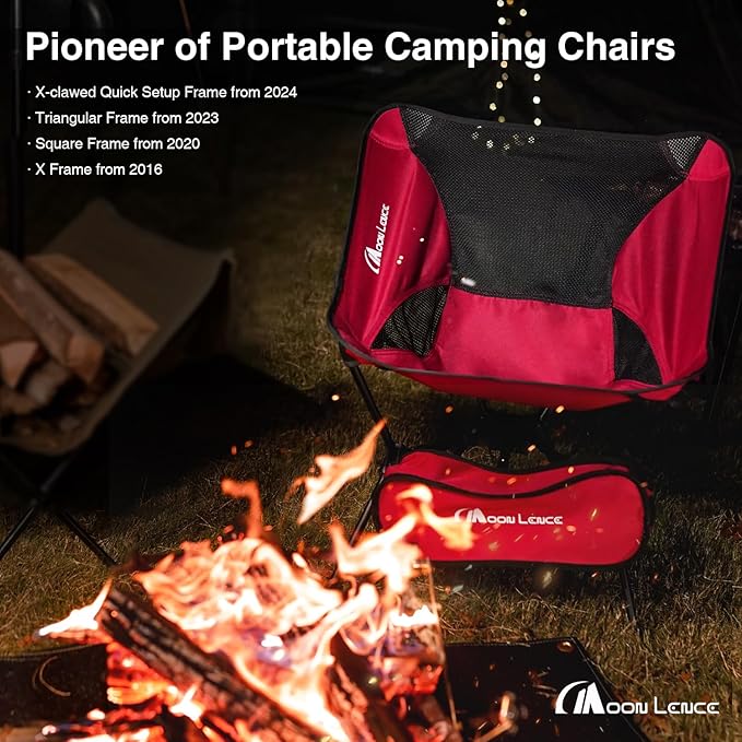 MOON LENCE 2 Pack Portable Camping Chairs Backpacking Chair - The 4th Generation Ultralight Folding Chair - Compact, Lightweight Foldable Chairs for Hiking Mountaineering, Beach