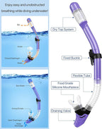 Snorkeling Gear for Adults Men Women,4 in 1 Snorkel Set with Panoramic View Diving Mask Anti-Fog Anti-Leak,Dry Top Snorkel,Fins and Travel Bag for Swimming,Snorkeling and Travel Diving