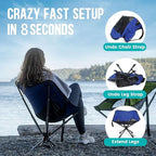 Swivel Portable Chair - Small Compact Collapsible Folding Chairs for Adults, Setup in 8 Seconds, Lightweight Outdoor Backpack Chair for Camping, Travel, Hiking, Beach, Support 300 LBS