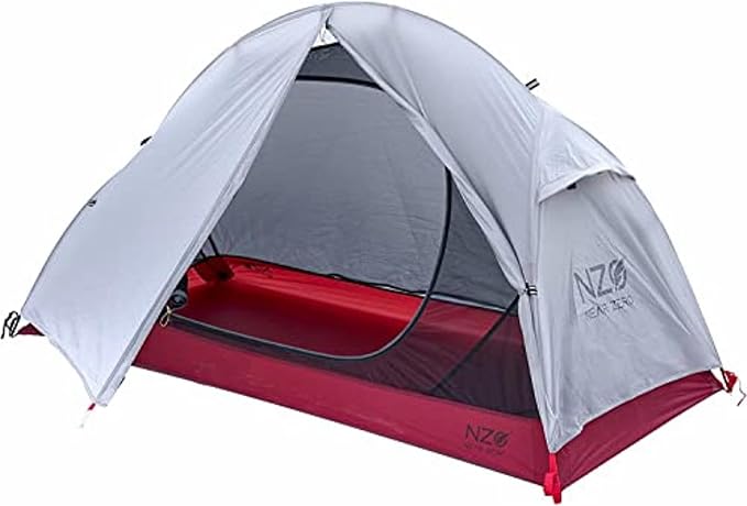 Near Zero 1-3 Person Ultralight Backpacking Tents, up to 2 Doors, 20D Ripstop Waterproof Sealed Nylon, Freestanding, Rainfly, 3 Season, with Lightweight Aluminum Frame. Easy Setup System