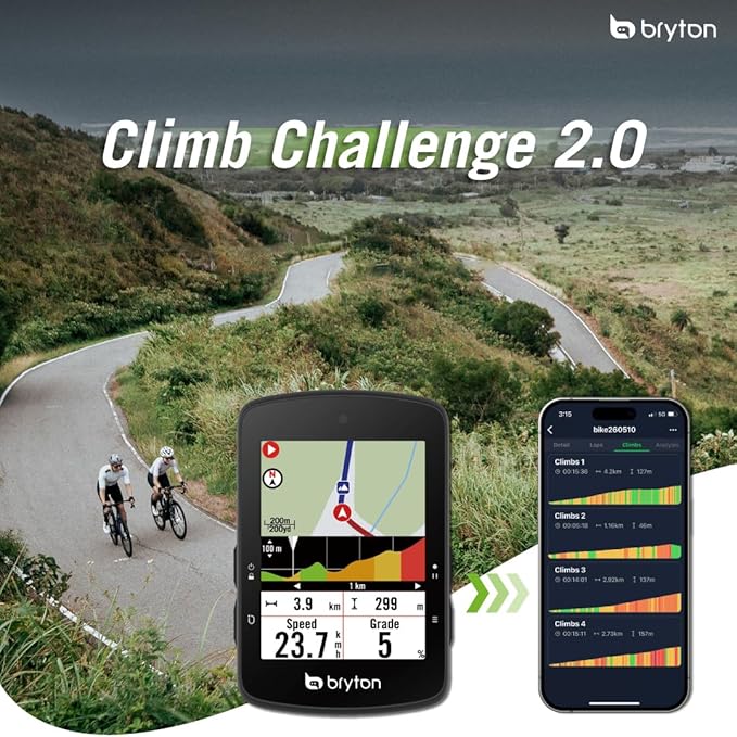 Bryton Rider S510 2.8 Inch Color LCD Touchscreen GPS Bike/Cycling Computer, Offline USA Map, Compatible with Bike Radar, 30hrs Long Battery Life, Navigation with Turn-by Turn Follow Track Waterproof