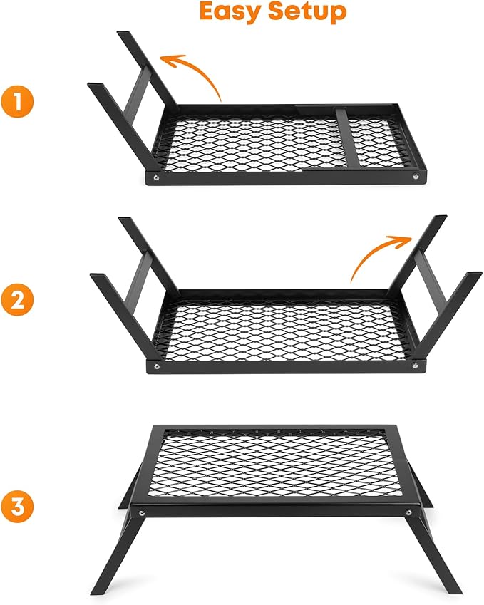 Stanbroil Folding Campfire Grill Grate, Outdoor Portable Camping Grill for Camping Cooking Fire Pit, 17.5" x 12.2"