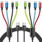 Travel Essentials Multi Charging Cable [2Pack 5FT], Car Accessories 4 in 1 Charging Cords, USB Cable Phone Charger with IP/Type C/Type C/Micro, Compatible with Most Phones/Tablets and More