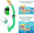 Kids Mask Fins Snorkel Set Snorkeling Packages, with Diving Mask, Snorkel, Adjustable Swim Fins, Mesh Bag, Anti-Fog Anti-Leak Snorkeling Gear for Kids for Snorkeling Swimming Diving